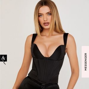 NEW House of CB Liberty Black Satin Corset